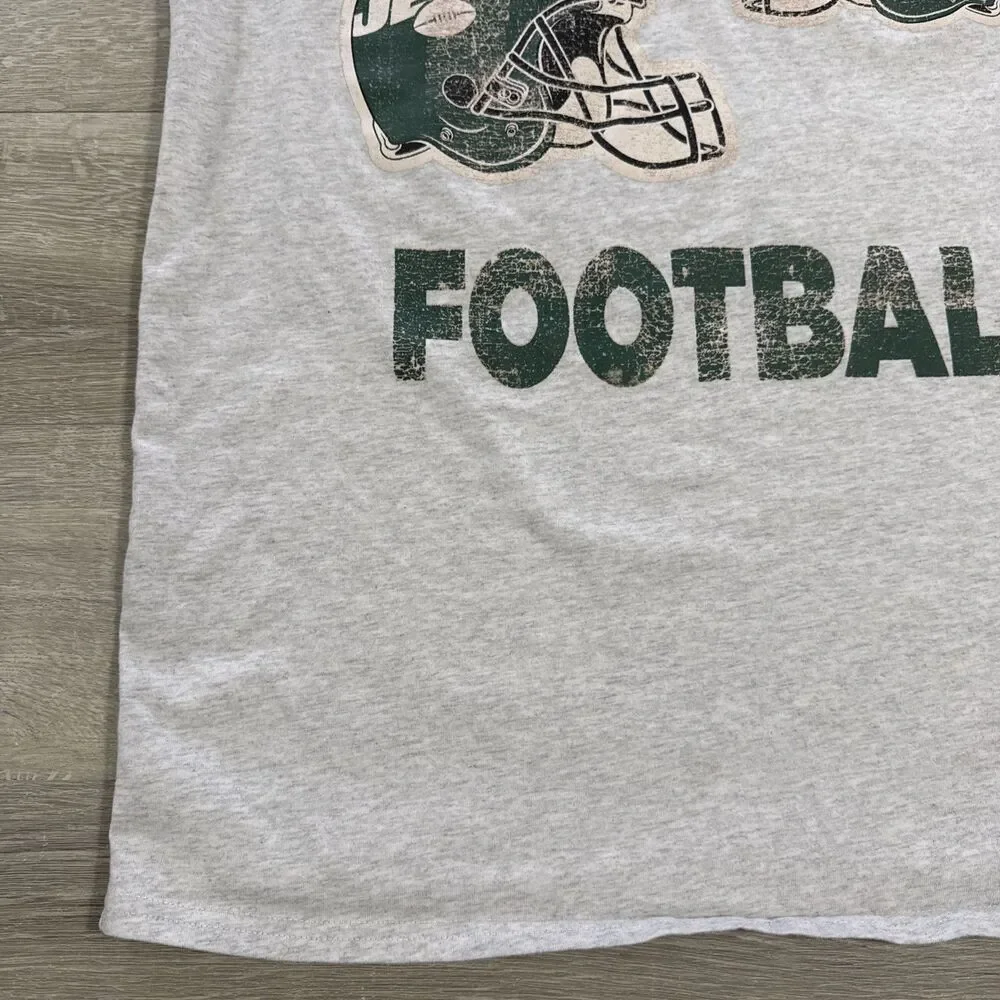 New York Jets Football Shirt Gray NFL Helmet Logo Men's Tee Medium